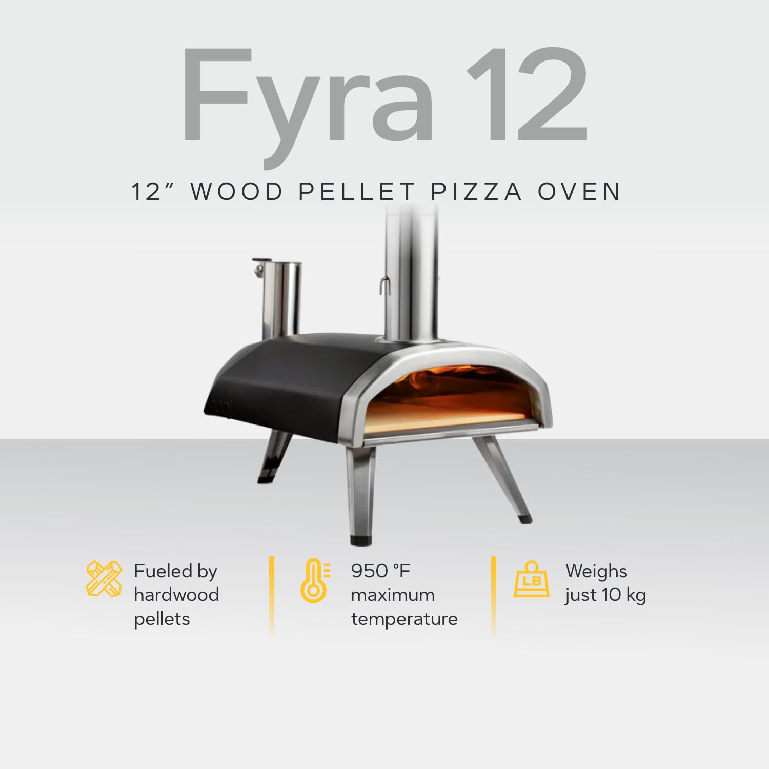Ooni Fyra 12 Holzpellet Pizzaofen – Outdoor Pizzaofen – Gartenofen für Grillen, Kochen und Backen – Tragbarer Pizzaofen mit Holzfeuerung – Pizza Oven – Kocht Pizzen in nur 60 Sekunden